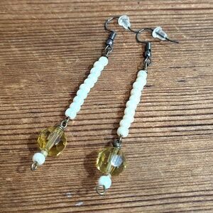 *5 For $20***Yellow Beaded Dangle Earrings, Handmade Ladies Dangle Earrings